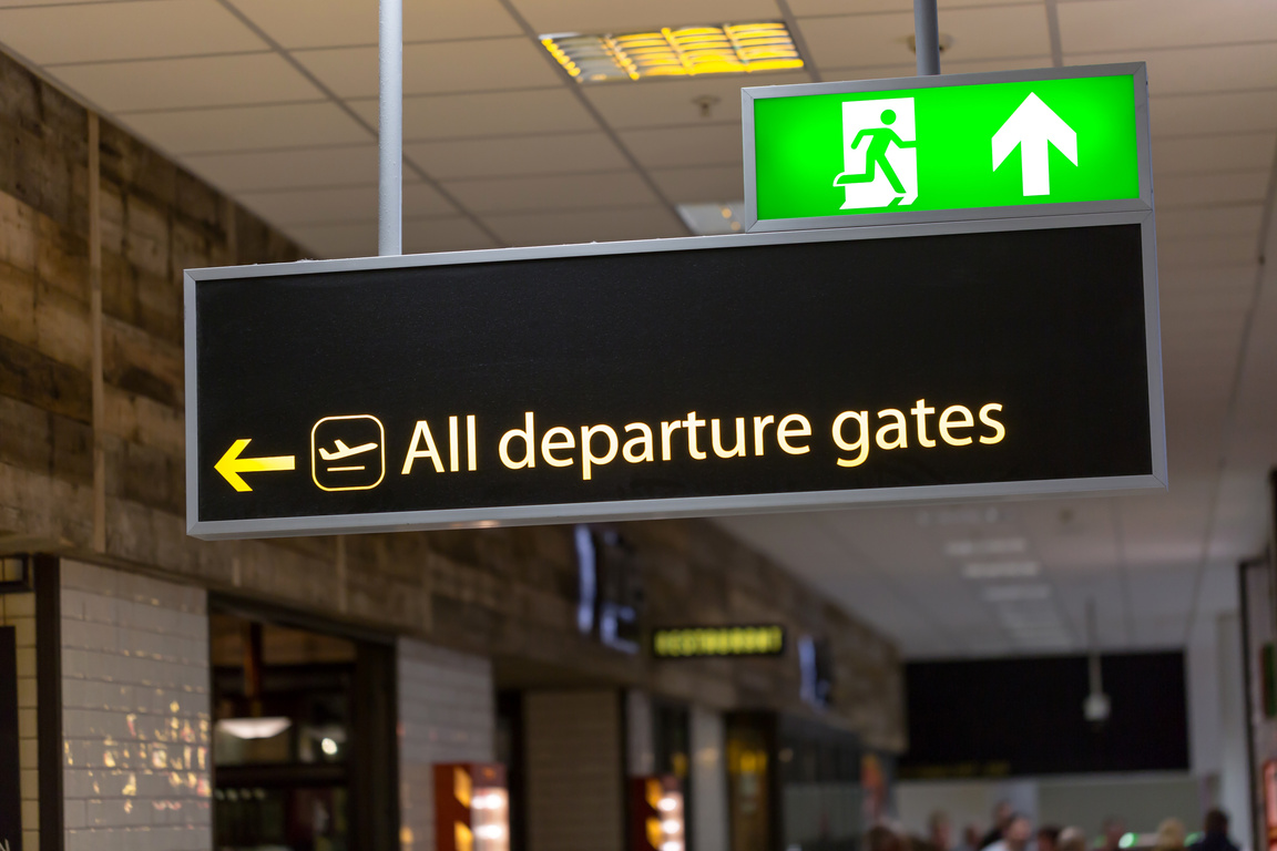 airport departures sign